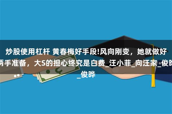炒股使用杠杆 黄春梅好手段!风向刚变，她就做好两手准备，大S的担心终究是白费_汪小菲_向汪家_俊晔