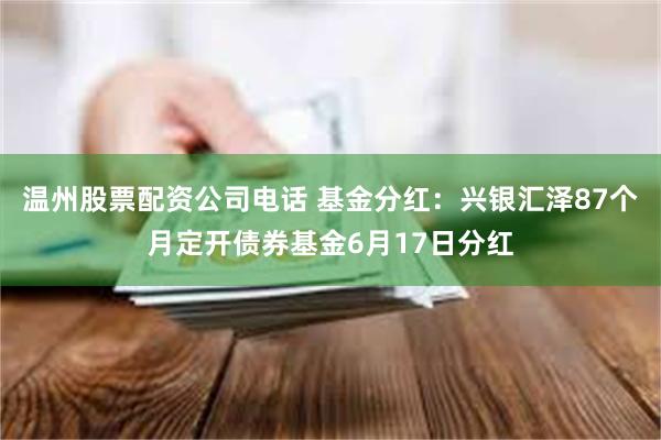 温州股票配资公司电话 基金分红：兴银汇泽87个月定开债券基金6月17日分红