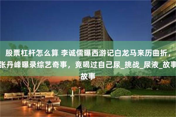 股票杠杆怎么算 李诚儒曝西游记白龙马来历曲折，张丹峰曝录综艺奇事，竟喝过自己尿_挑战_尿液_故事
